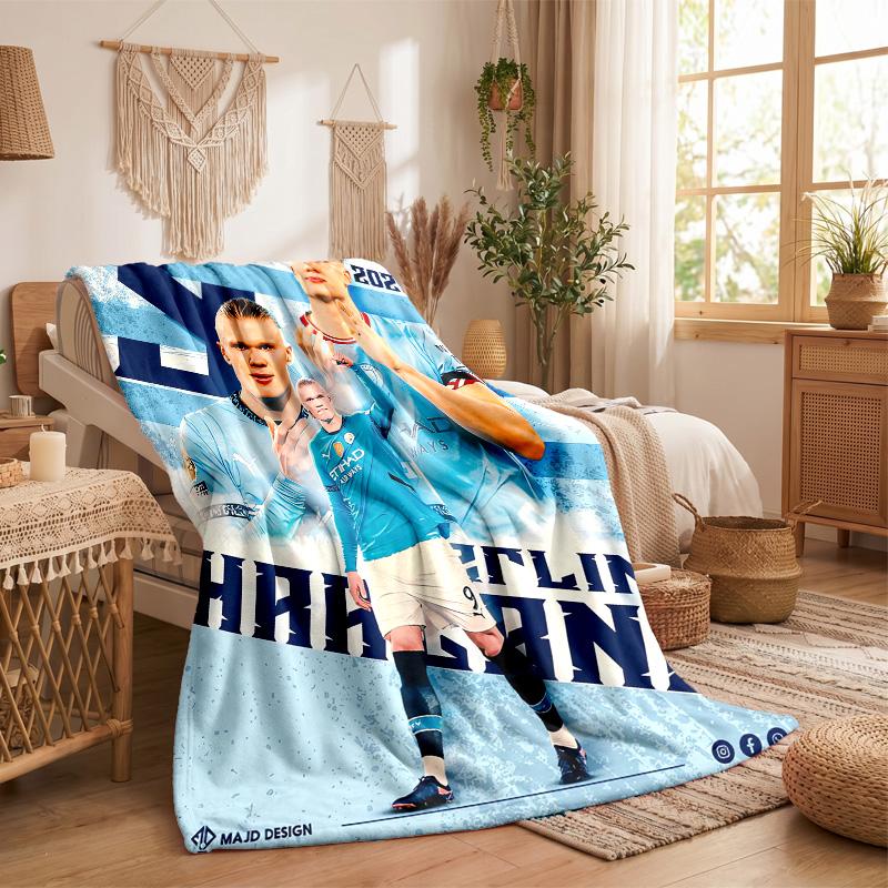 Erling Haaland Theme Fleece Blanket Cozy Soft Plush Blanket For Bedroom Couch Travel