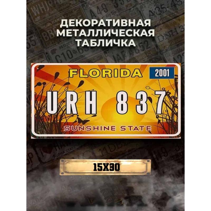 Автомобильный номерной знак Флориды США 15x30 см, Коллекция винтажного декора интерьера