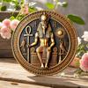 1 шт., 7,87 дюйма Круглая Деревянная Символическая Фигура Фараона и Анкха, Атмосферостойкое Настенное Украшение в Американском Стиле, Многофункциональное Украшение для Дома, Офиса,