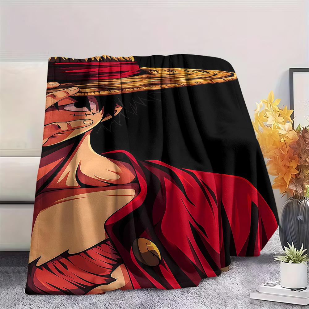 1PC One Piece Monkey D Luffy Patterned Flannel Blanket Suitable For All Seasons For Home Decor Warmth And Comfort Gifts Holiday Present