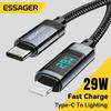 Essager USB Type C кабель для iPhone14 13 12 Pro Max PD 29W быстрая зарядка кабель для iPad кабель для зарядки цифровой дисплей кабель