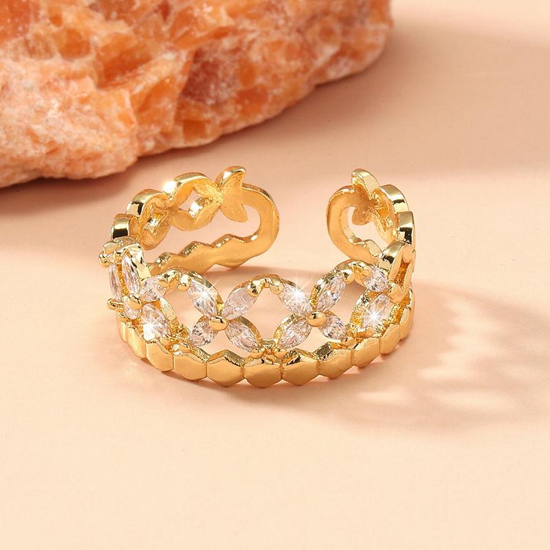 GemChic женское кольцо со сверкающим цирконием, регулируемое кольцо с крестообразным отверстием, роскошное кольцо на указательный палец, браслет на день рождения, рождественские украшения, подарок