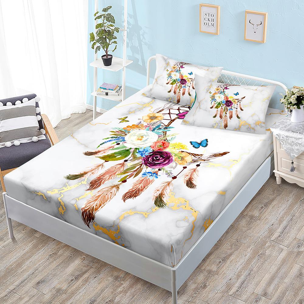 Three-Piece Mattress, Mattress Cover, Dream Catcher, Ethnic Bohemian Mattress Protective Cover