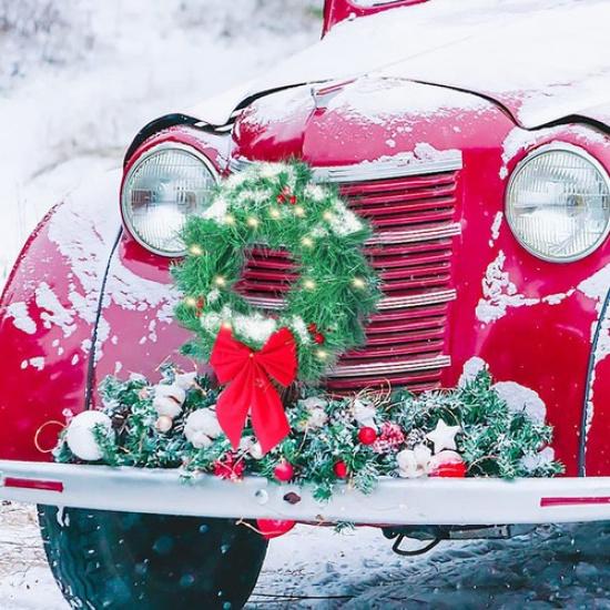 Hood Ornaments for Trucks Front Door Wreath Christmas Decorations Car