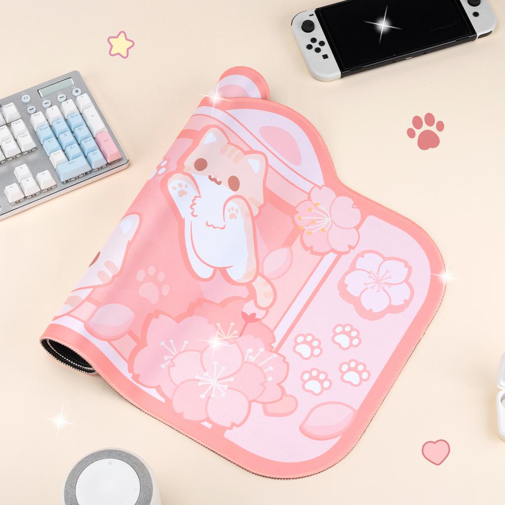 Очень большой коврик для игровой мыши Kawaii, милый пастельно-розовый коврик Sakura Cat XXL, большой настольный коврик, водонепроницаемый, нескользящий, аксессуары для ноутбука