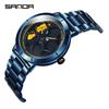 SANDA New Time To Run Индивидуальные часы Мужские кварцевые мужские часы Студенческий стальной ремень Водонепроницаемые вращающиеся часы