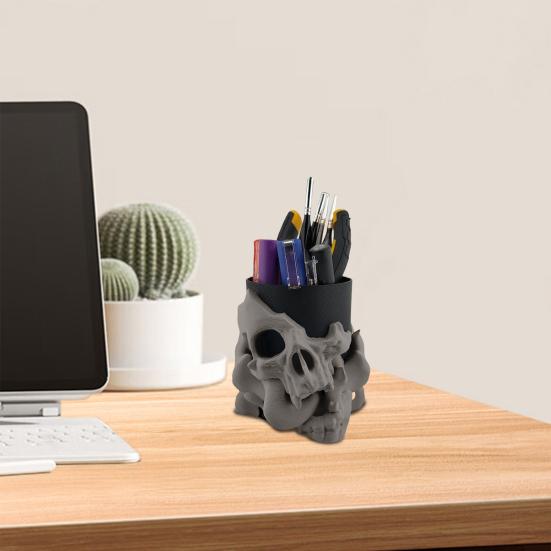 Подставка для ручек в виде черепа, держатель для кистей для макияжа, держатель для хранения в ванной, органайзер для стола в виде скелета для ключей, косметических инструментов, украшения на Хэллоуин