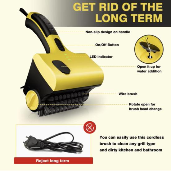 Electric Grill Brush Cordless BBQ Brush Rechargeable Barbecue Grill Cleaner 360 Degrees Rotating Cleaning Brush for Efficient Cleaning