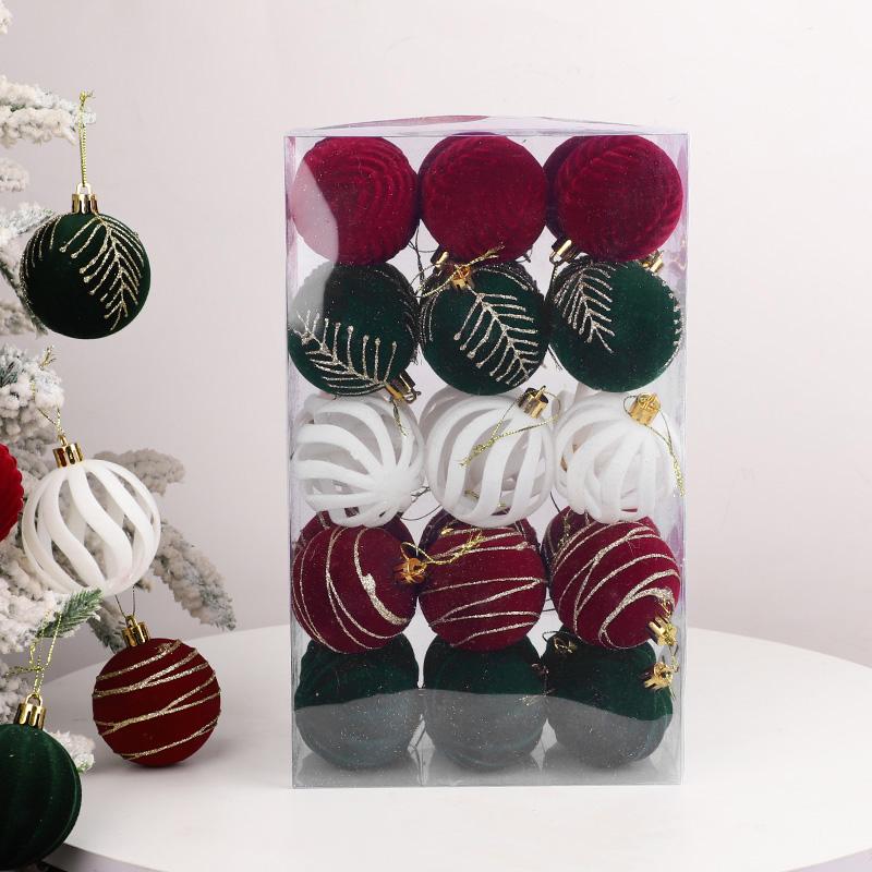 30 шт./коробка Рождественские бархатные шары 6 см Большие подвески для елки 2025 Веселое Рождество Украшение для дома 2026 Новогодние подарки