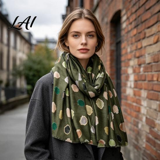 Lightweight Travel Wraps Polka Dot Silk Scarf for Women Tassel Shawl Elegant Soft Breathable Women Wrap Spring Summer Autumn Winter Fashion