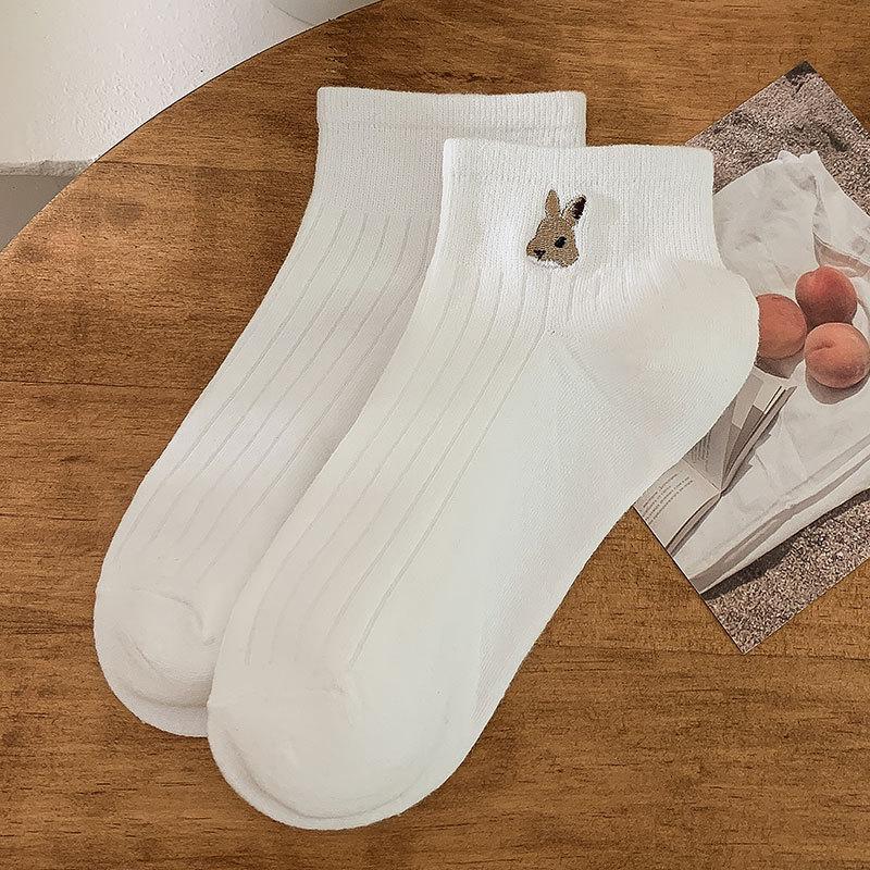 Женские летние тонкие мультяшные вышитые носки-лодочки с низким верхом и мелким вырезом, нескользящие, короткие