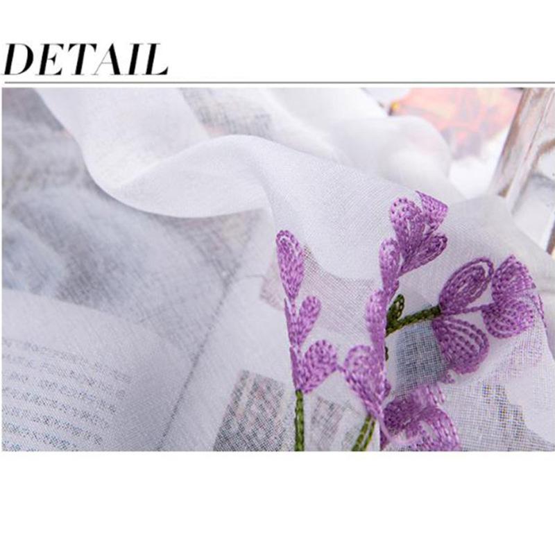 Короткая занавеска с цветочной вышивкой пасторального оттенка, кухонные шторы, полузанавеска, короткие панельные шторы