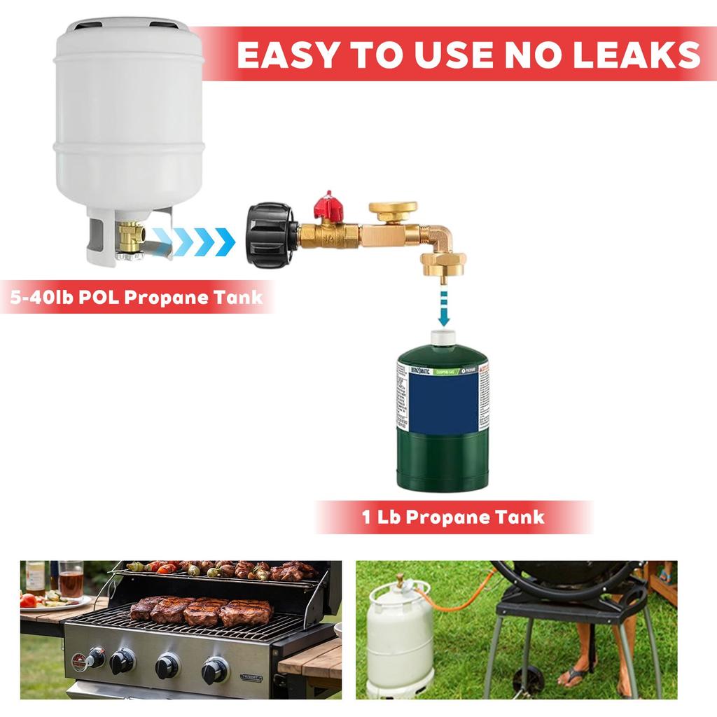 QCC Propane Bottle Charging Connector With Luminous Watch And Ball Valv0-e Gas Tank Gas Adapter