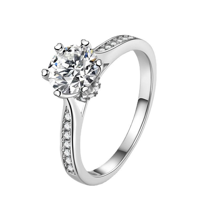 Кольцо с бриллиантом цвета D из муассанита для женщин, серебро 925 пробы, один карат, хит продаж, кольцо с шестью когтями, обручальное кольцо, предложение, кольцо с бриллиантом, подарок для подруги