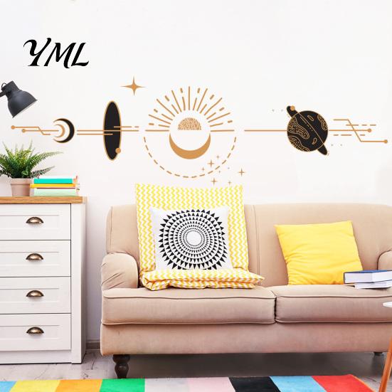 Creative Gifts for Home Makeover Bohemian Star And Moon Wall Stickers, Waterproof PVC Decals, Geometric Art Mural, Durable Balcony Glass Stickers Peel