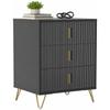 Modern 3-Drawer Dresser Fluted with Metal Legs for Bedroom, Black
