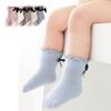 0-8Years Baby Socks for Autumn/winter New Bow-knot Baby Girl Socks Korean Style Cute Solid Color Soft Cotton Newborn Socks