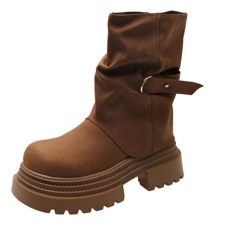 Нишевый дизайн, простые и универсальные ботинки Мартина, новые ботинки на толстой подошве, увеличивающие рост и стройнящие, для осени 2025 года