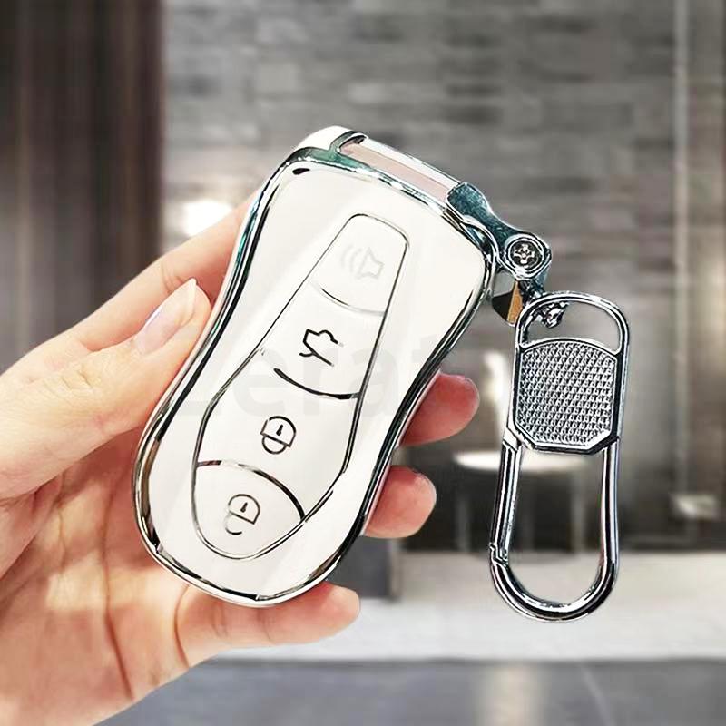 Серебристый край TPU Чехол-футляр для брелока автомобильного ключа Оболочка ключа Брелок Для Geely Azkarra Fy11 Atlas Pro New Emgrand Gs X6 Suv Ec7 Аксессуары