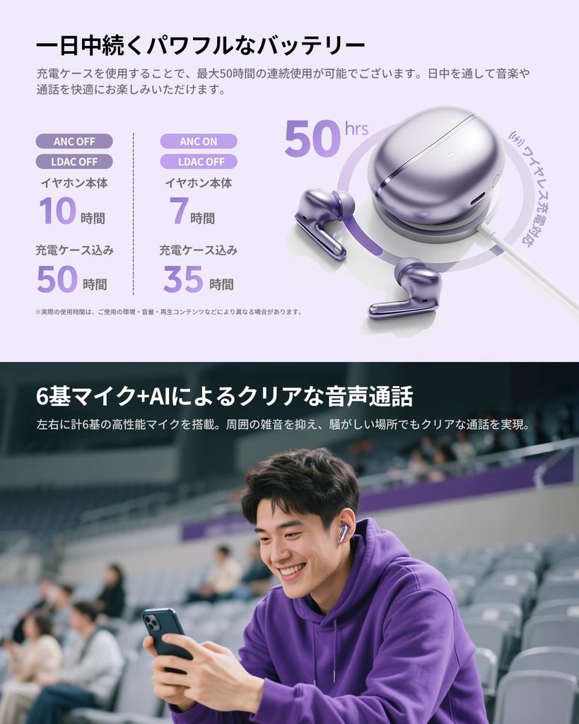 QCY MeloBuds N70 Беспроводные Шумоподавление MEMS 10мм Динамические LDAC Bluetooth Захват Окружающего Звука Носить Четкий Беспроводной До 50 Часов от Приложения IPX5 Технический