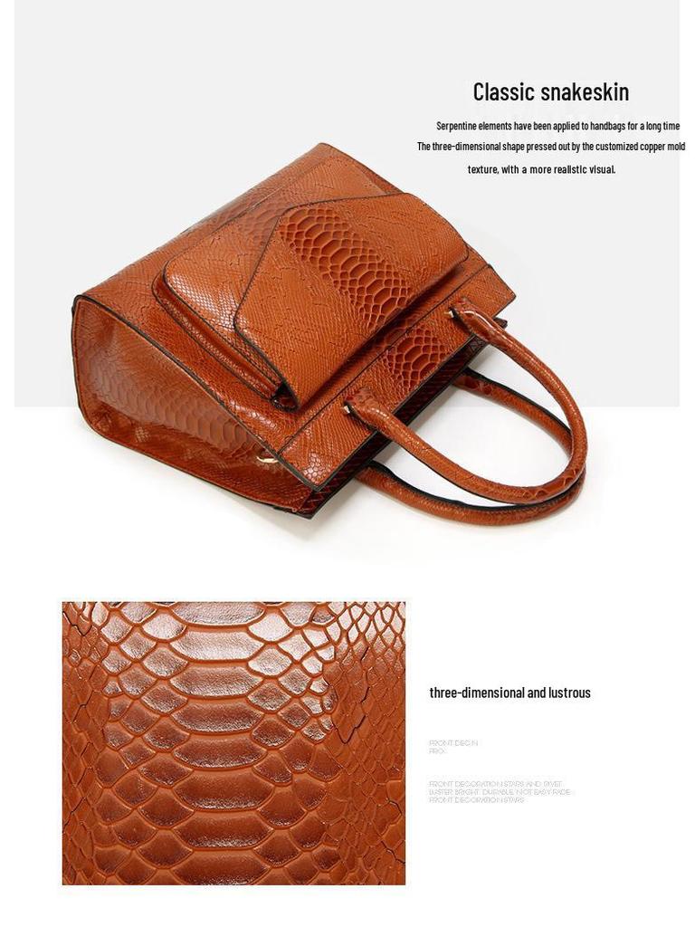 Вместительная сумка с принтом под змею: Европейская и американская модная женская сумка через плечо