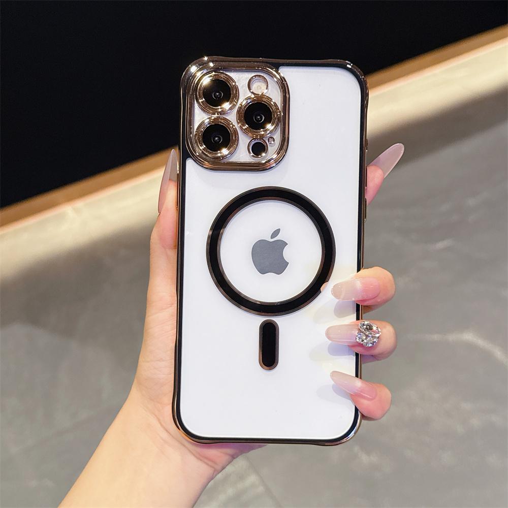 Luxury Transparent Electroplating Cases For iPhone 17 Air 16 16E 15 Plue 14 13 Pro Max Magsafe Wireless Charge Camera Lens Cover