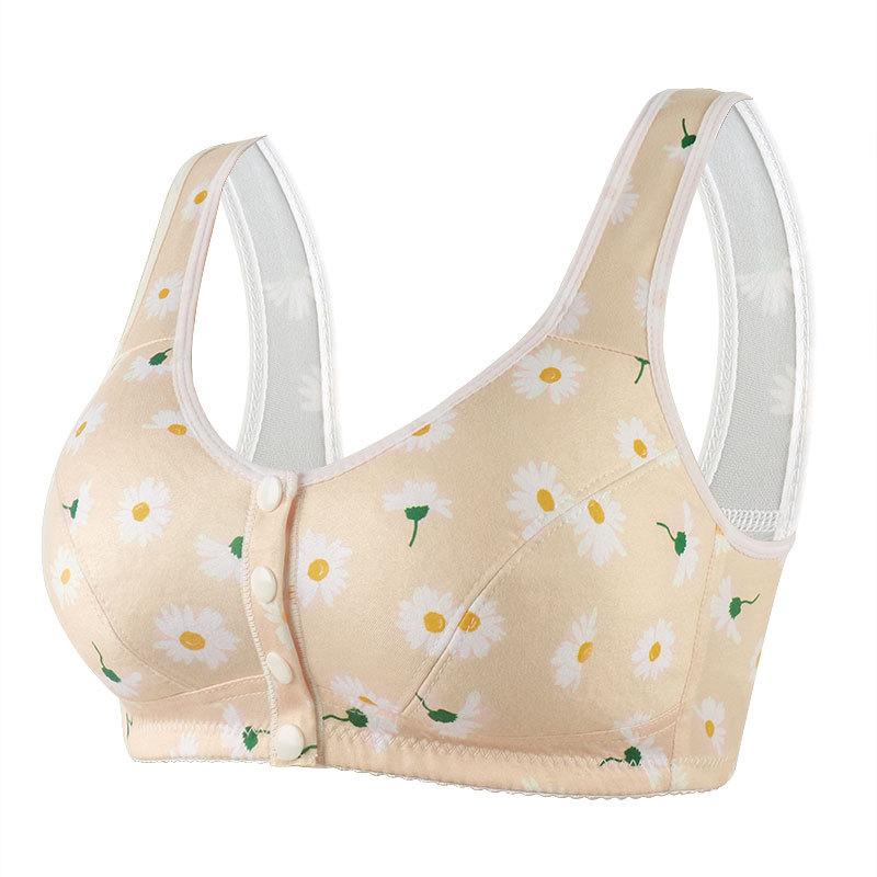 Бюстгальтер с широкими бретелями и застежкой спереди для женщин среднего и пожилого возраста с принтом красного цвета в стиле жилета больших размеров