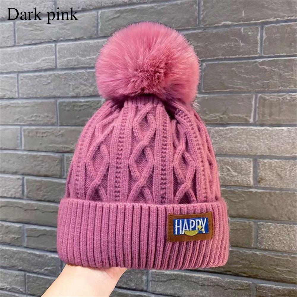 Keep Warm Knitted Cap Thickened Pompoms Hat Fashion Winter Hat  Women