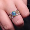 Xiancan Jewelry 2024 Silver Ring: Rose Gold-Plated, Inlaid with Blue-Purple Opal (5x7mm) for Women