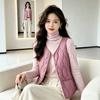 New down cotton vest women's autumn and winter velvet thickened V-neck short warm inner vest slim sleeveless vest