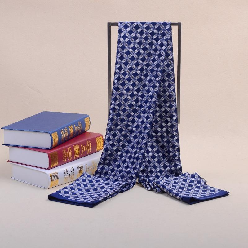 Autumn and Winter New Silk Trend Double-sided Scarf Long Business Silk Scarf Men's Plaid Printing Gift