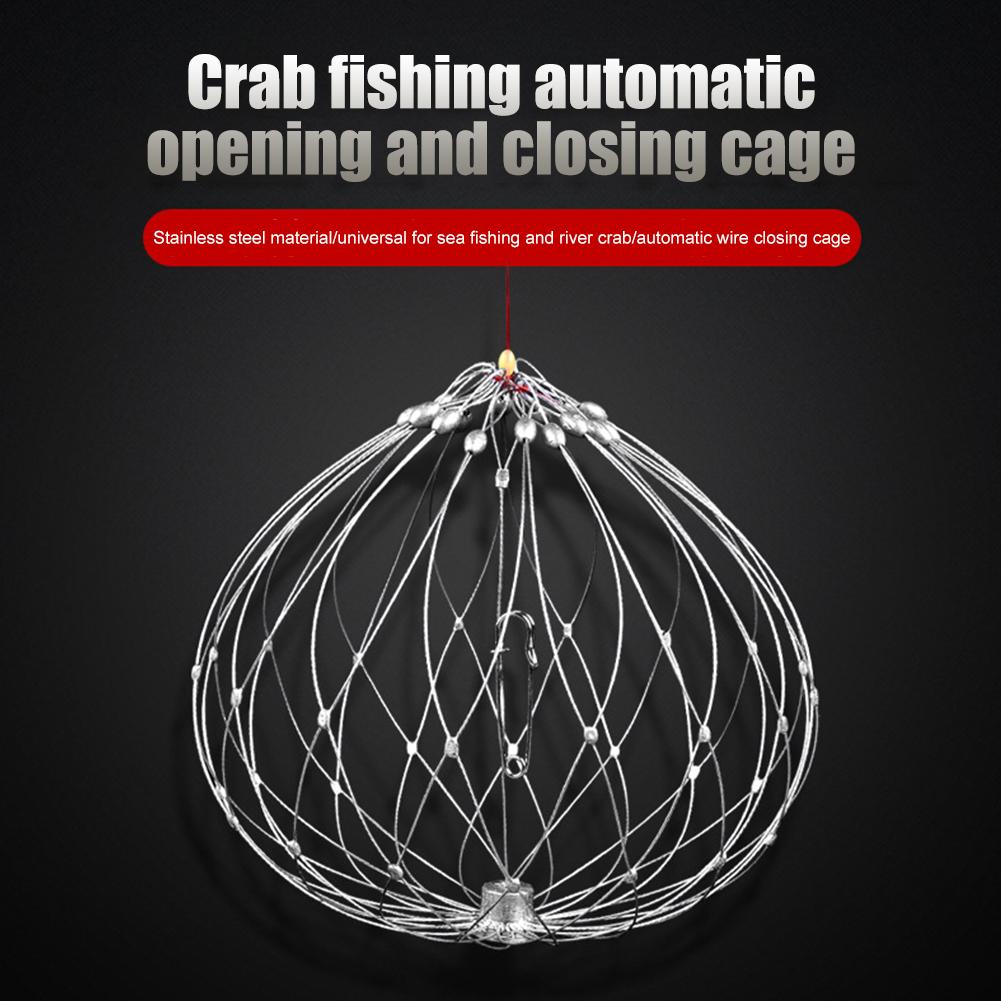 Fishing Net Cage Automatic Open Closing Fishing Crab Trap Net Steel Wire Collapsible for Saltwater Seawater