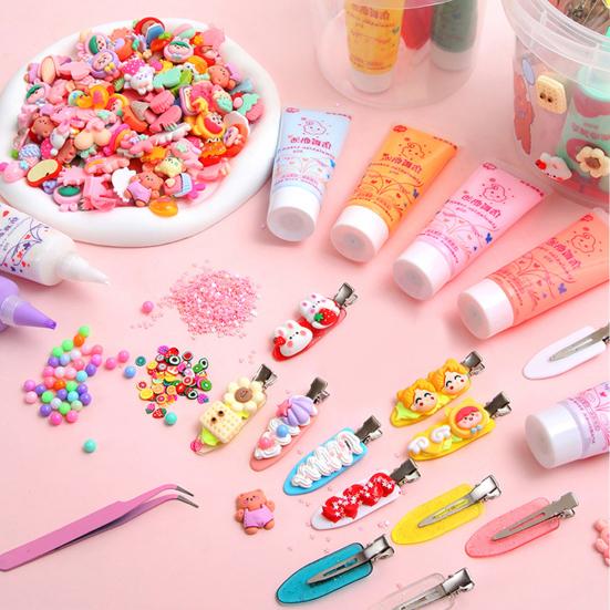 1 комплект, заколка для волос, материал «сделай сам», крем с имитацией мультфильма, быстросохнущий клей, шлейф, креативные блестки