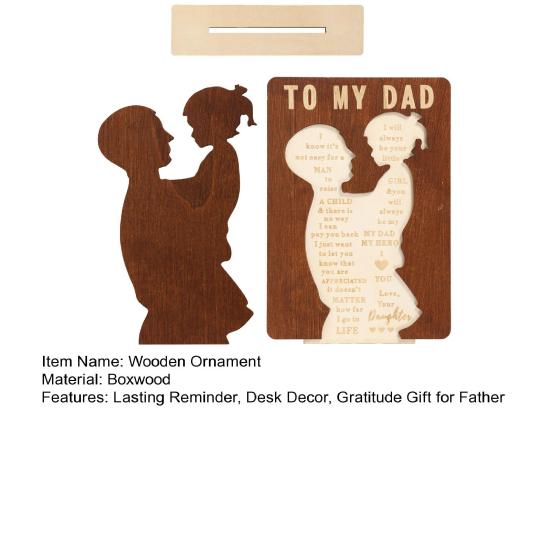 Wooden Desk Sign Gift for Dad from Daughter Home Office Tabletop Sign Ornament with Base Father's Day Birthday Present Gratitude Gift for Father