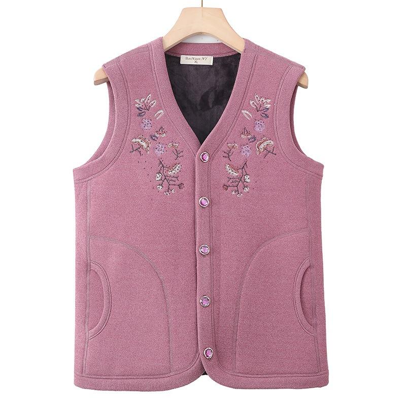 Women's Vest Autumn and Winter Velvet Thickened Vest Old Lady Warm Vest