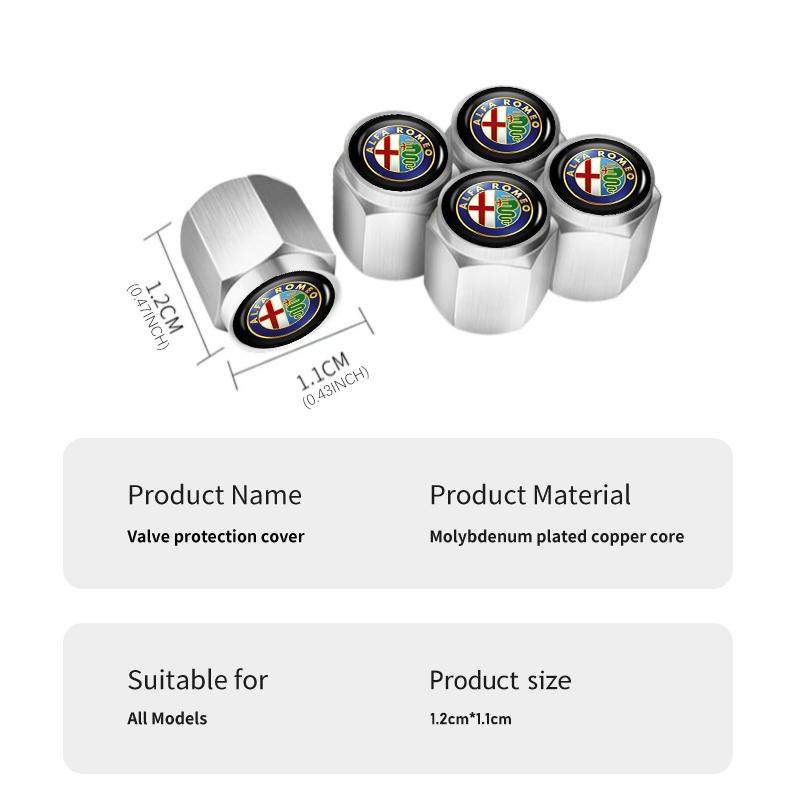 CYKVN1 2026 Hot Alfa Romeo Car Emblem Wheel Tire Valve Stem Cap Dust Cover Accessories For Alfa Romeo GT Stelvio F1 Brera Volante Tonal