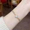 Sweet, Cute, Elegant, Full Zirconia Shell Four Leaf Clover Pull up Bracelet with Stylish and Niche Design, Handmade Decoration