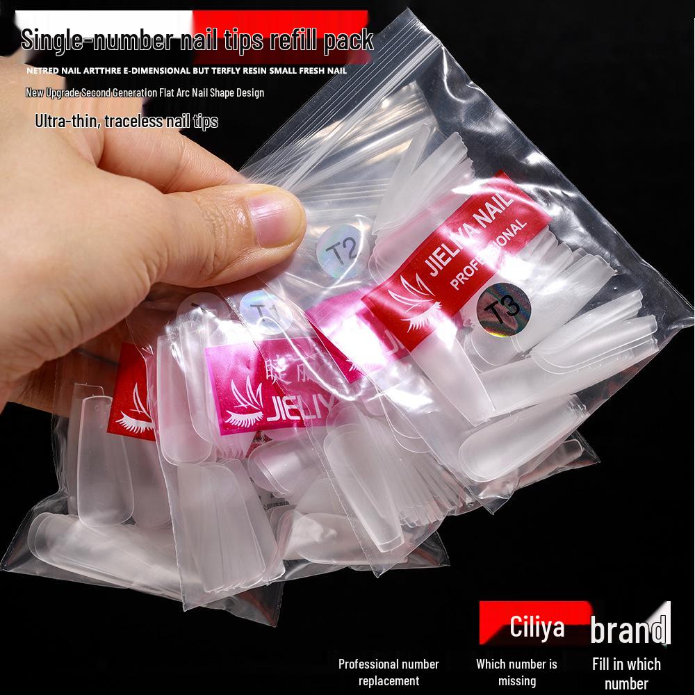 Jieliya Nail Art Tips Pack - Frosted Long Water Drop Pointed Nails, Ultra-Thin Seamless Refill