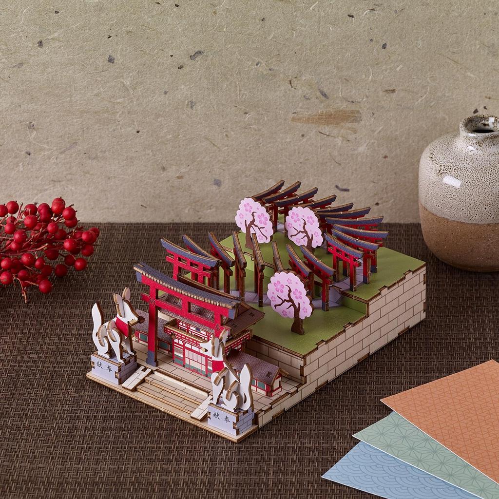 Fushimi Inari 3D Wooden Puzzle DIY Craft Kit for Kids and Adults Educational Toy for Boys and Girls 3D Also a Great Gift for Adults ki-gu-mi - - -