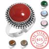 Кольцо из стерлингового серебра 925 пробы Женское Драгоценный камень Ручная работа Ювелирное изделие Подарок на помолвку Малахит Лунный камень Розовый кварц Красный камень Дымчатый топаз Тигровый глаз Бохо