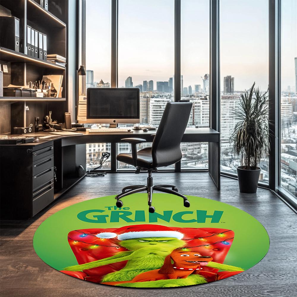 Круглый ковер с принтом Гринча, коврик для стула, ковер для гостиной, коврик для прихожей, коврики для двери, для офисного стула, гостиной, спальни, кухни.