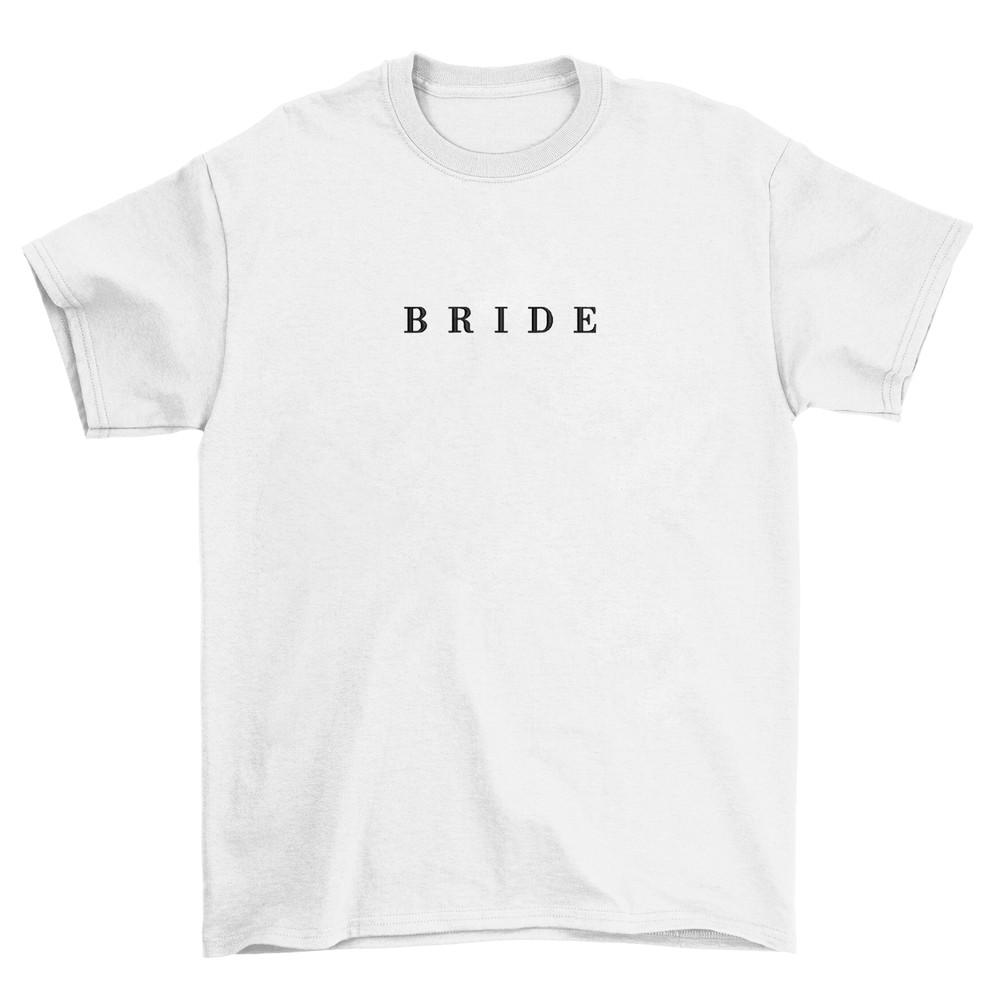 Хлопковая футболка с вышивкой BRIDE Идеальный подарок для невесты на девичник