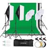Andoer Photography Kit 1.8*2.7m Black White Green Cotton Backdrop 3pcs Fish-like Mount Clip 1pc