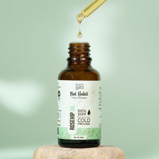 Nat Habit Pure Rosehip Oil, чистое масло шиповника холодного отжима для глубокого увлажнения, гладкой и сияющей кожи, 30 мл