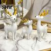 Creative Gift for Animal Lovers 3 Pcs Mini Deer Figurines, Cute Woodland Decoration, Miniature Durable PVC Car Interior Reindeer Statues Fairy