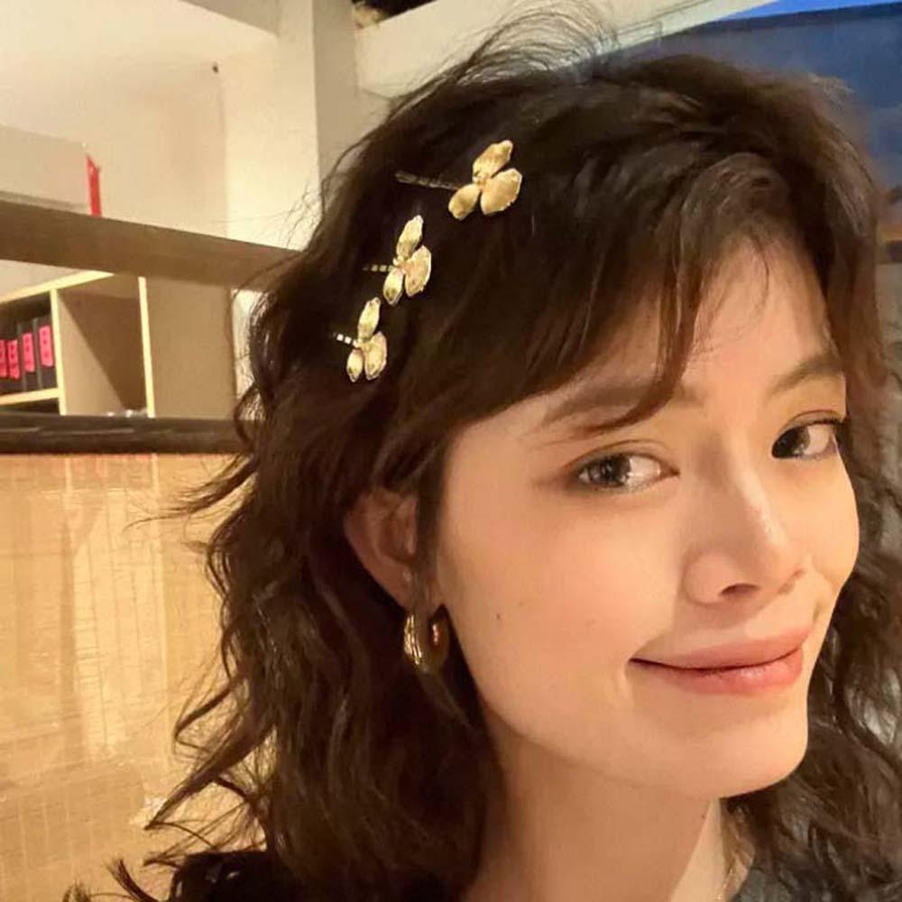 5pcs Hairstyle Tools Pearl Side Clips Retro Wave Zinc Zinc Alloy Barrettes Golden Flower Hair Forks Women