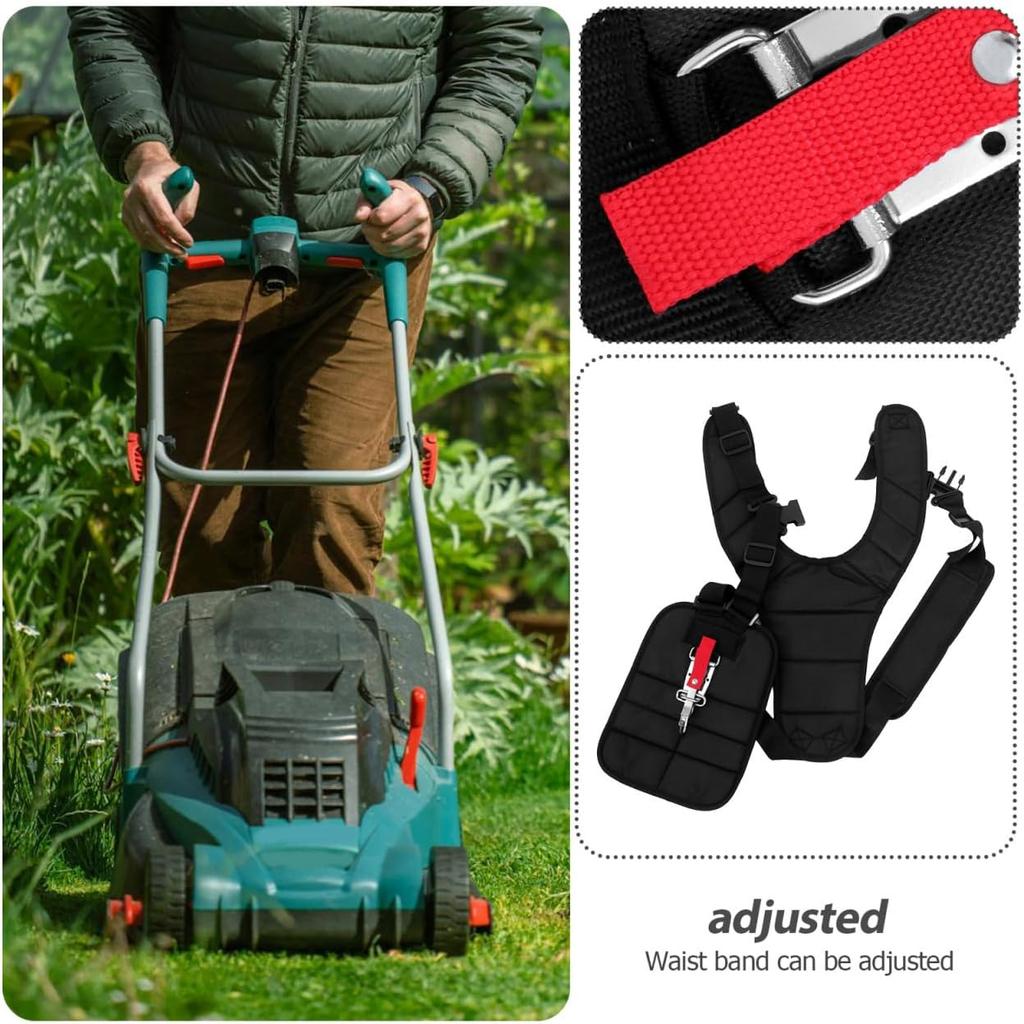 Yardwe Trimmer Shoulder Strap, Comfort Padded Belt Double Shoulder Strap, Adjustable String Trimmer Strap for Brush Cutter Trimmer Lawn Mower Parts