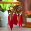Серьги-перья с дизайном в виде полумесяца antique gold color для женщин, длинные, этнические, элегантные, бохо, для вечеринки, отпуска, повседневные украшения