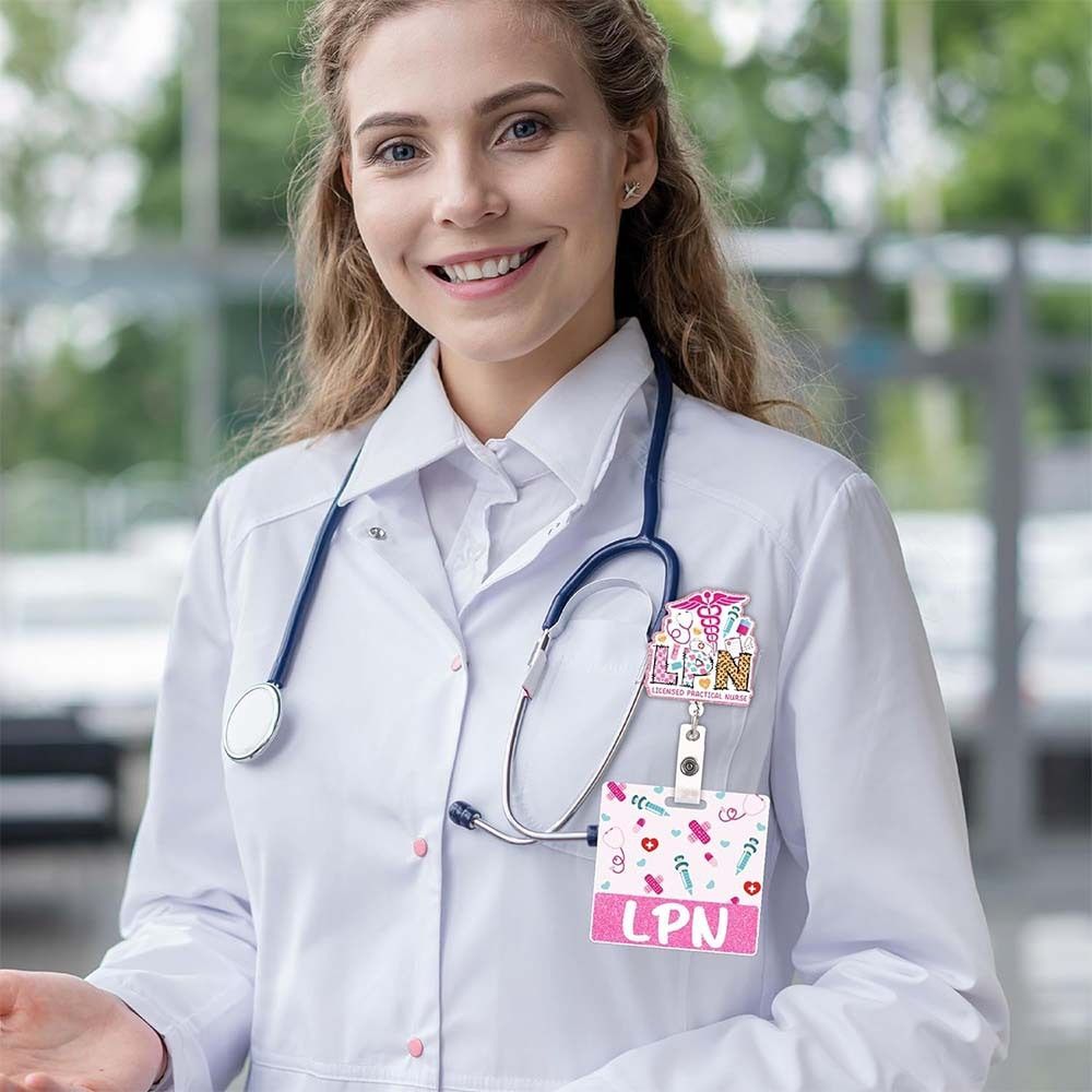 Pink Glitter Retractable ID Holder Alligator Clip Name Cards Holders Identification Tags