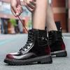 Женские мотоциклетные ботинки, зимняя обувь из мягкой кожи, черные Botas на танкетке, женские туфли на платформе со шнуровкой, женские винно-красные Botas Mujer